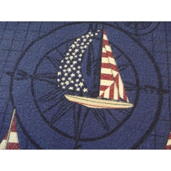 Croft &Barrow Sport Polo Shirt Mens Medium Sailboat American Flag Blue Patriotic - Picture 9 of 11